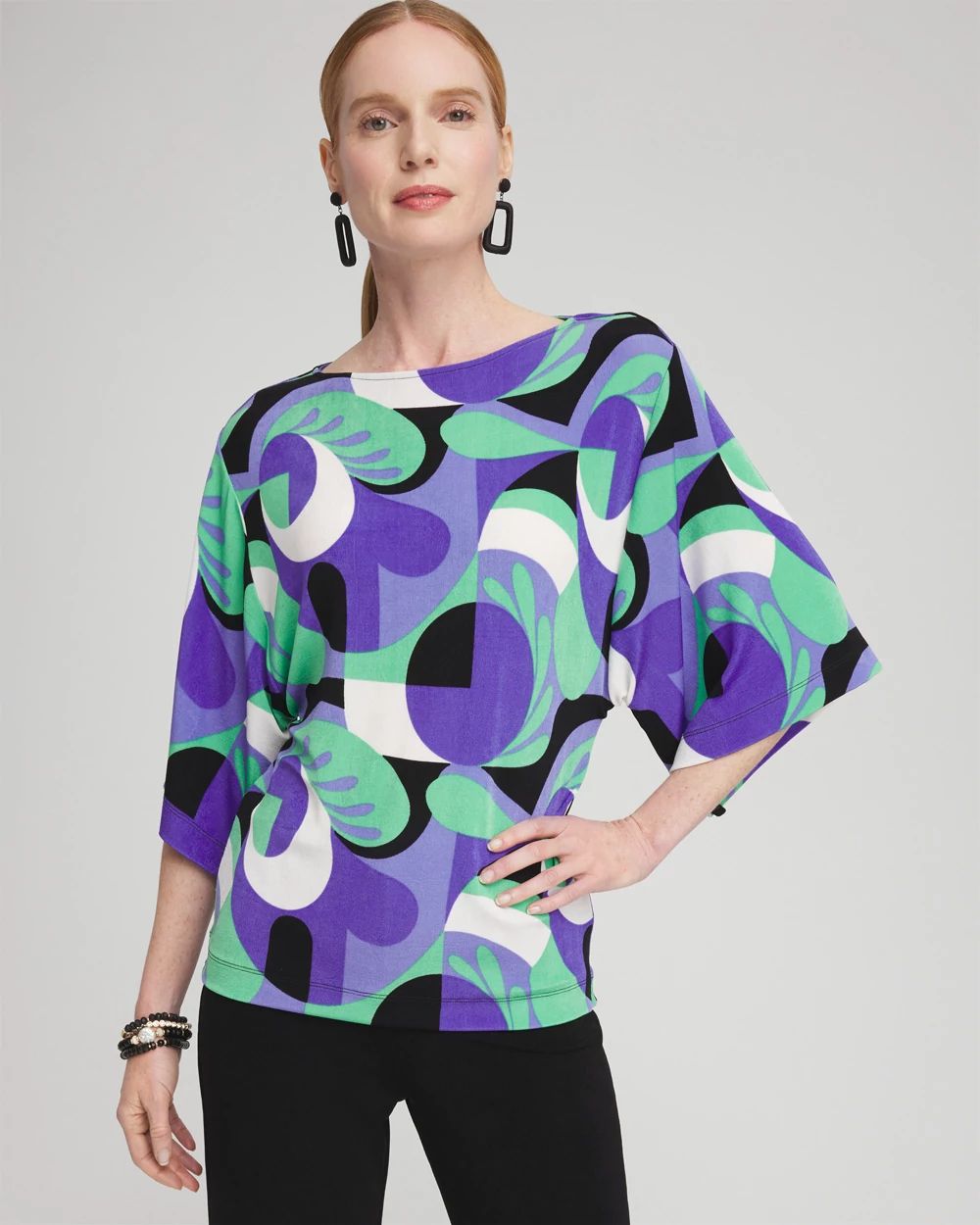 Travelers™ Abstract Kimono Sleeve Top | Chico's Travelers™ Abstract Kimono Sleeve Top | Chico's
